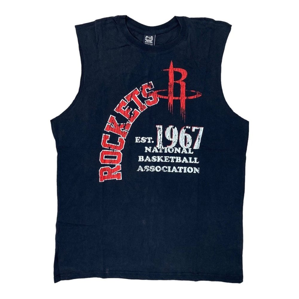 New Ultra Game NBA Houston Rockets Mens Size XL Black Cut Off Muscle T-Shirt NWT